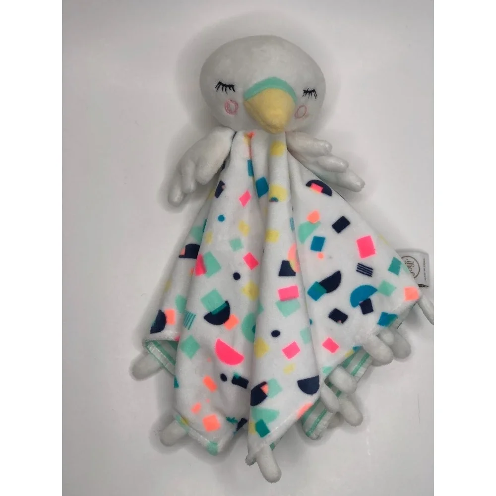 Oh Joy! Bird Baby Security Blanket Lovey One Size White Neon Geometric Confetti